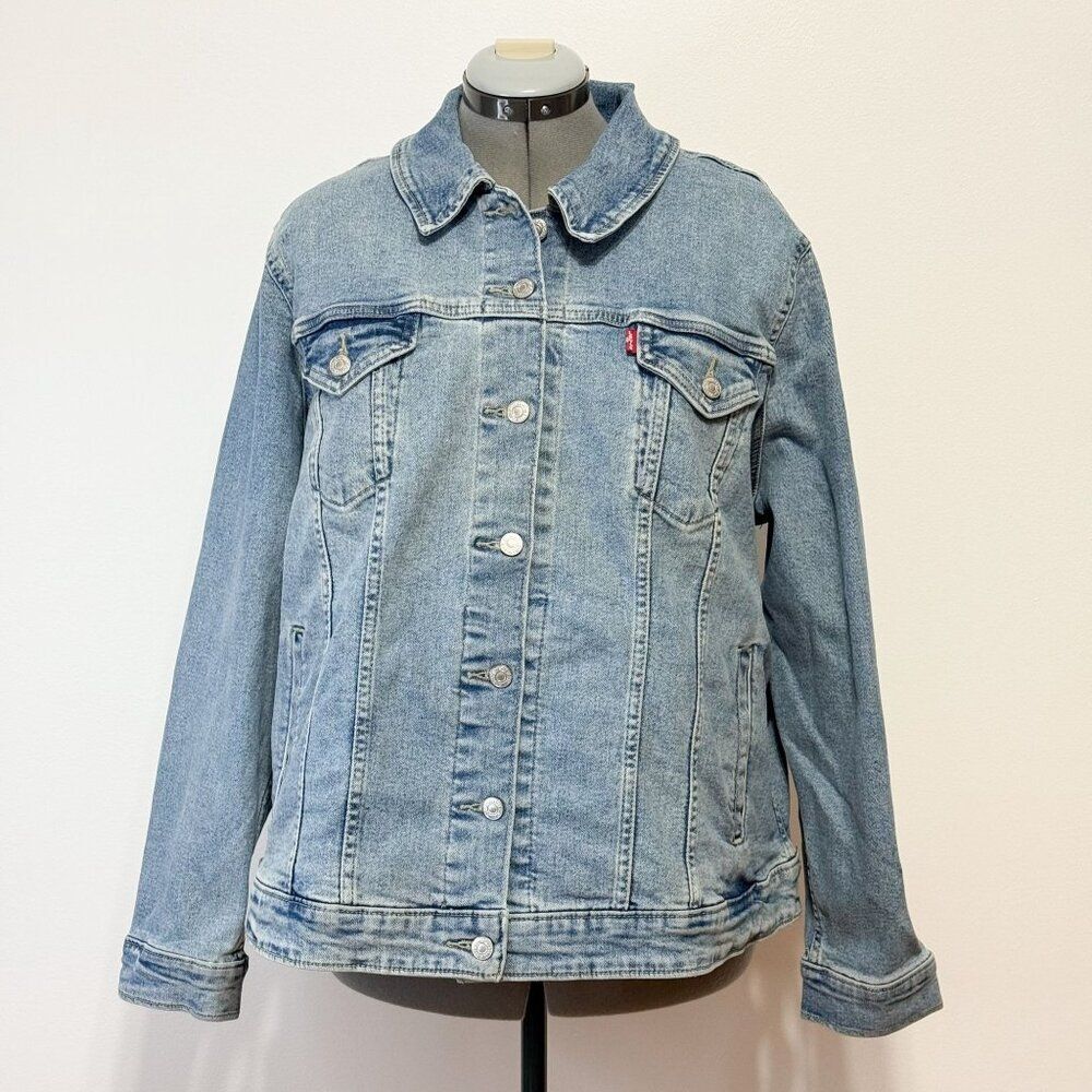 Levi's NWT Sz 4X Jeanie Medium Wash Plus Slim Fit Original Trucker Jean Jacket - Picture 6 of 11